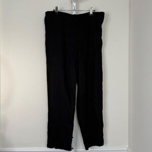 Linen Pants Petites Drawstring Waist Black Casual Artsy Bohemian‎ Flowy Preloved